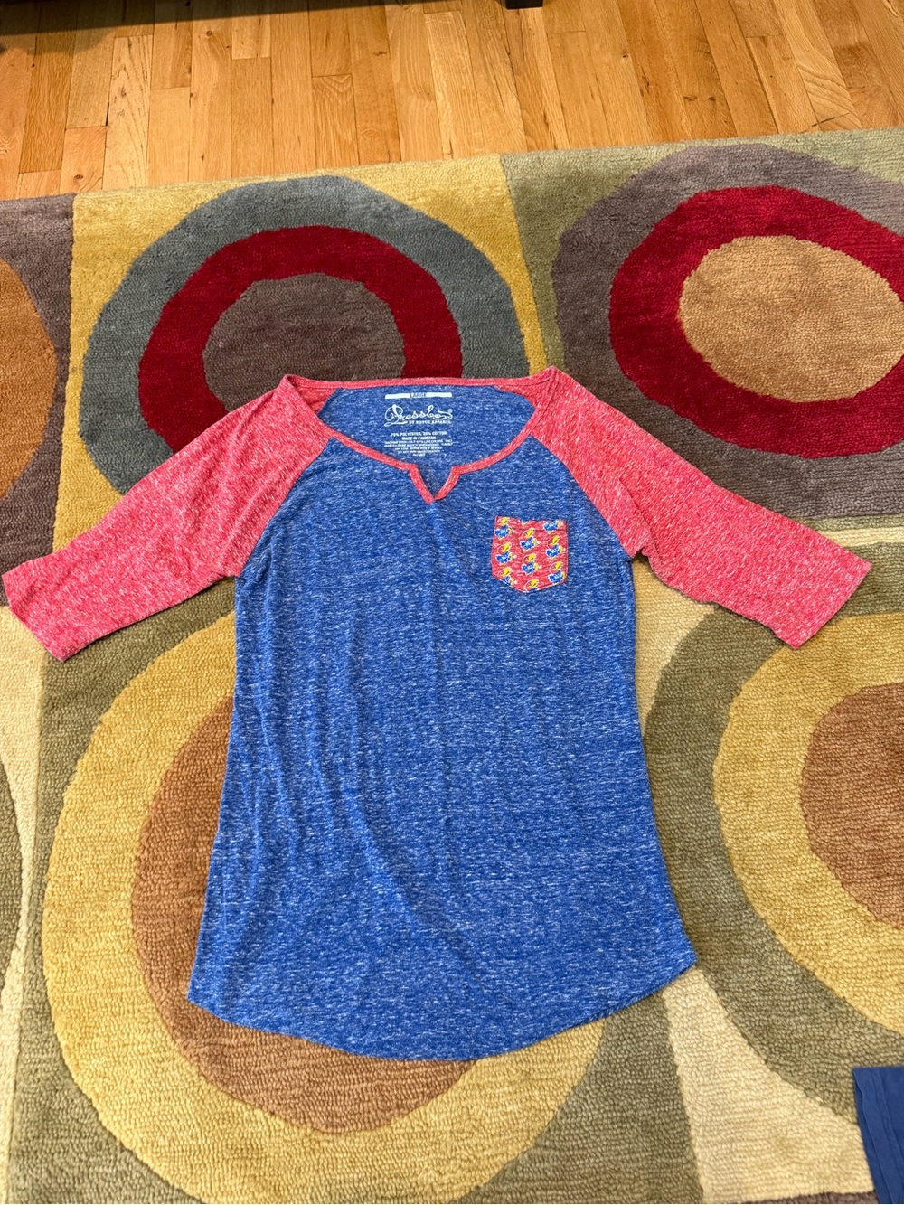 Royce Apparel University of Kansas Jayhawks KU Elbow Length Tee Shirt Junior’s